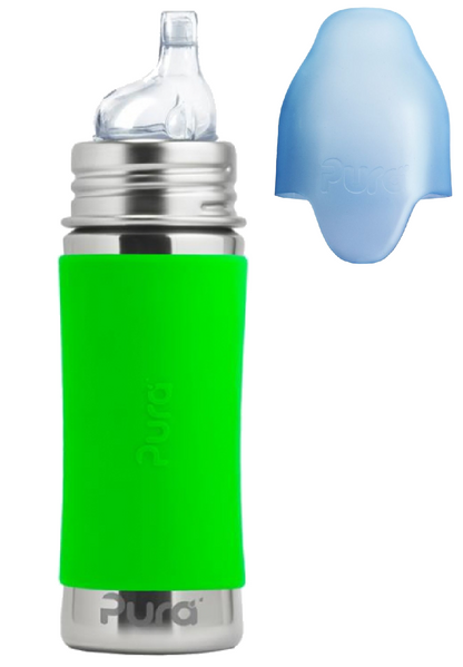 Pura Trinkflasche OHNE Isolierung 325ml aus 100% Edelstahl und Sauger aus 100% med. Silikon
